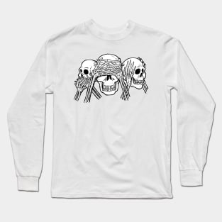 three wise skull head Long Sleeve T-Shirt